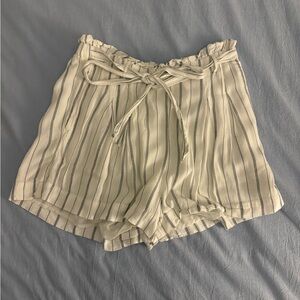 Striped Cream Paper Bag Shorts